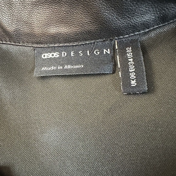 asos Black Faux Leather Polyester Button Down Jacket size 02 - Picture 7 of 8